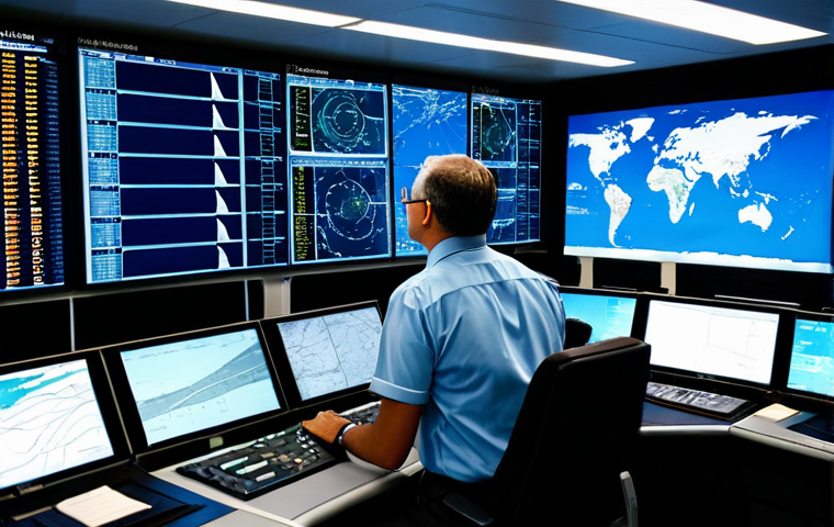 **

A bustling air traffic control room, filled with screens displaying weather patterns and flight routes. A professional, fully clothed air traffic controller is analyzing data, with a focused expression. Modern technology and equipment are visible. "Safe for work", "appropriate content", "fully clothed", "professional", "perfect anatomy", "natural pose", "high quality".

**