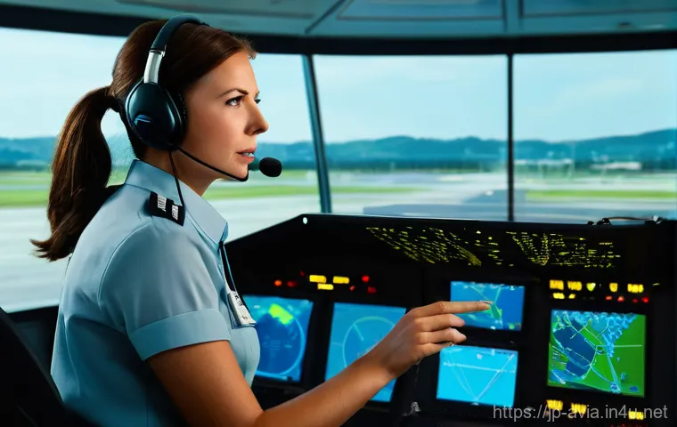 항공운항관리사와 관제사의 관계 - **Prompt for Flight Dispatcher:**
    "A highly focused male or female Flight Dispatcher (around 30-...