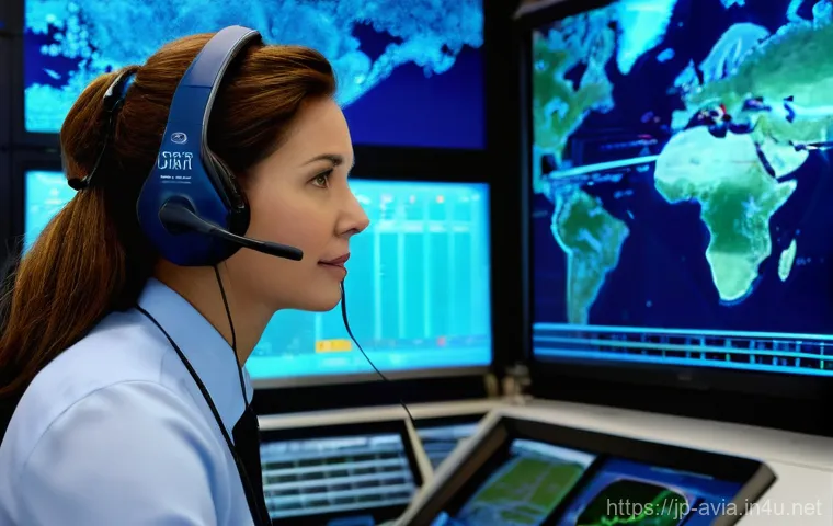 항공운항관리사 실무 기술 - **Prompt:** A focused and dedicated male aviation operations manager in his 40s, dressed in a profes...