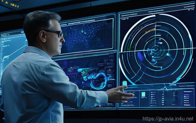 항공운항관리사 실무 기술 - **Prompt:** A dynamic scene inside a bustling, state-of-the-art aviation operations control center d...
