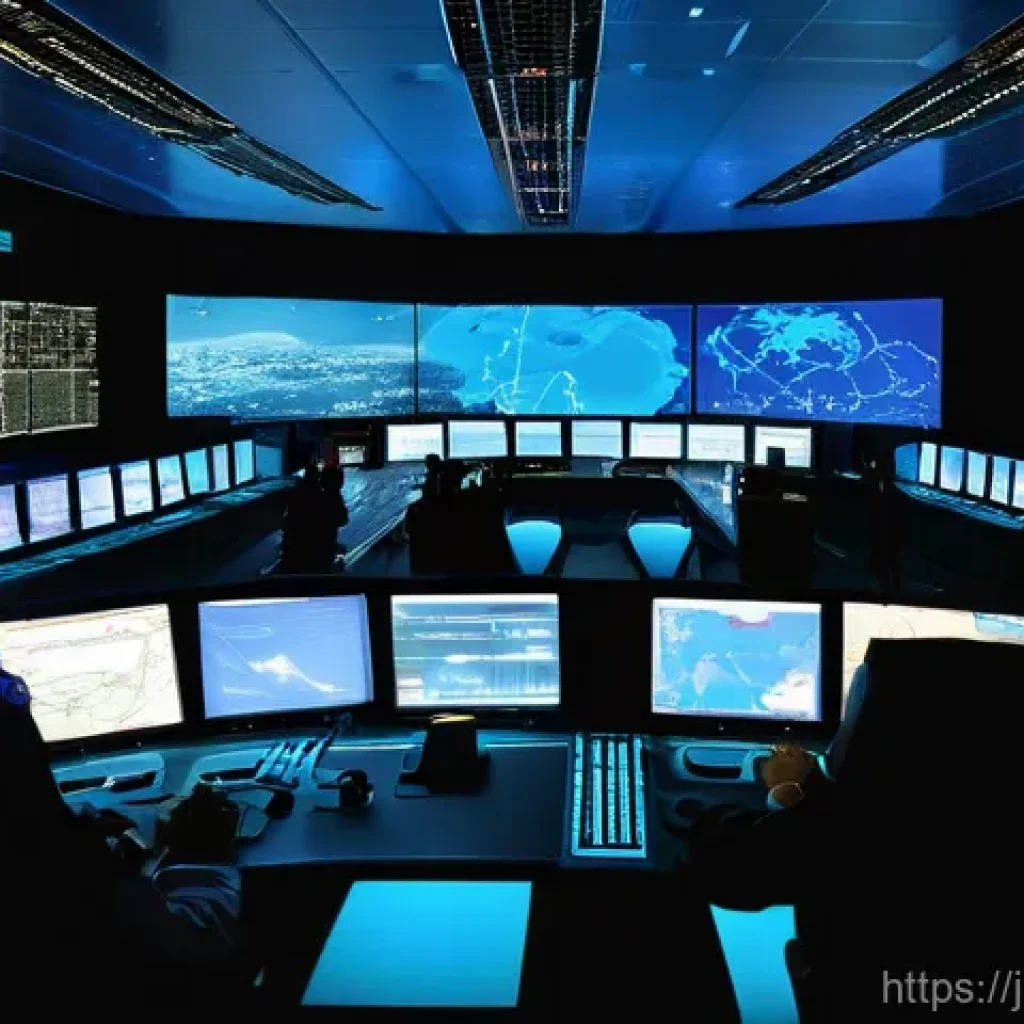 항공운항관리사 성공 스토리 - **Prompt:** A state-of-the-art air traffic control operations center at night, resembling a spaceshi...