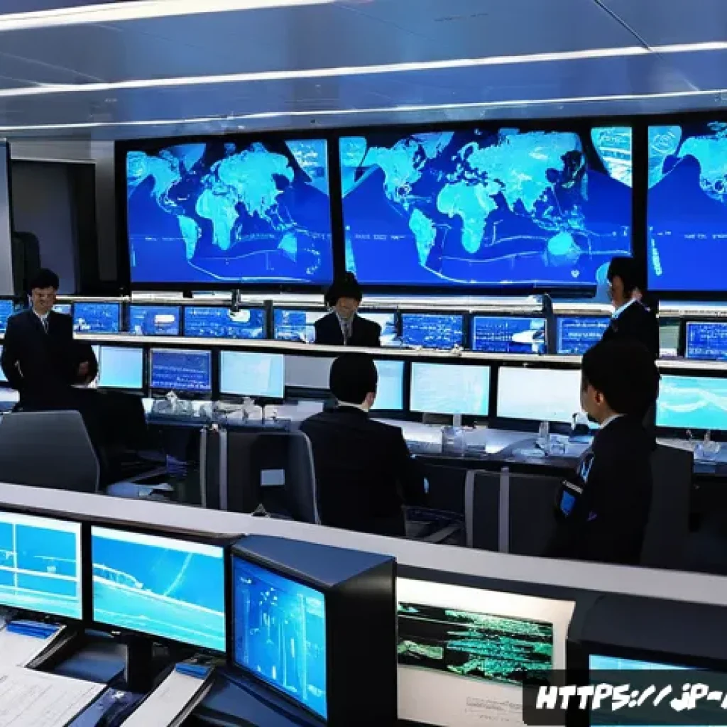 항공운항관리사 커리어 패스 - A modern Japanese air traffic control center bustling with activity, featuring a focused aviation op...